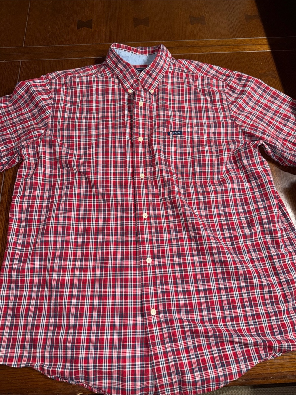 Chaps Men’s Easy Care Plaid button Down SS Shirt Size XL